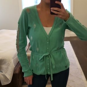 NWT WOMEN'S SMITTEN MINT GREEN BUTTON DOWN SWEATER